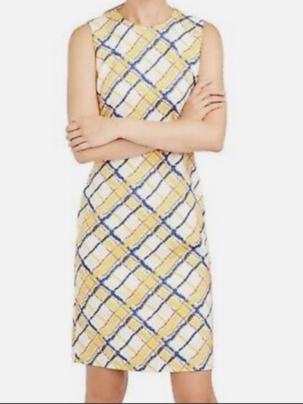 J McLaughlin Devon Bainbridge Sleeveless Sheath/Shift Dress Chalk Plaid Large